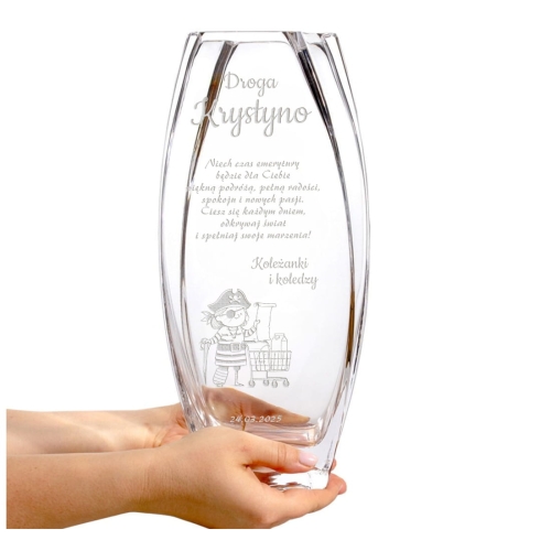 Wazon szklany z grawerem – elegancki prezent na emeryturę