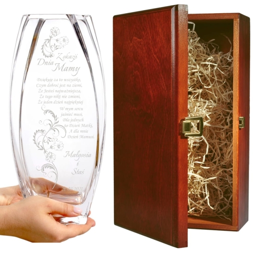 Wazon w etui szklany w etui z grawerem – wyjątkowy prezent na Dzień Mamy