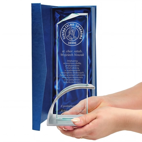 Statuetka Szklana z Grawerem Podziękowanie dla Służb Mundurowych