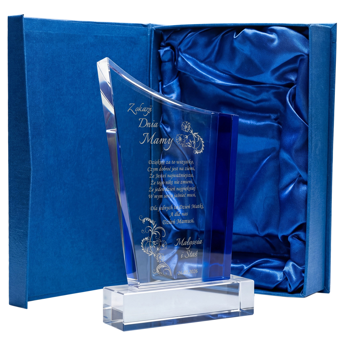 Statuetka Szklana z Grawerem na Dzień Mamy Wyjątkowy Prezent