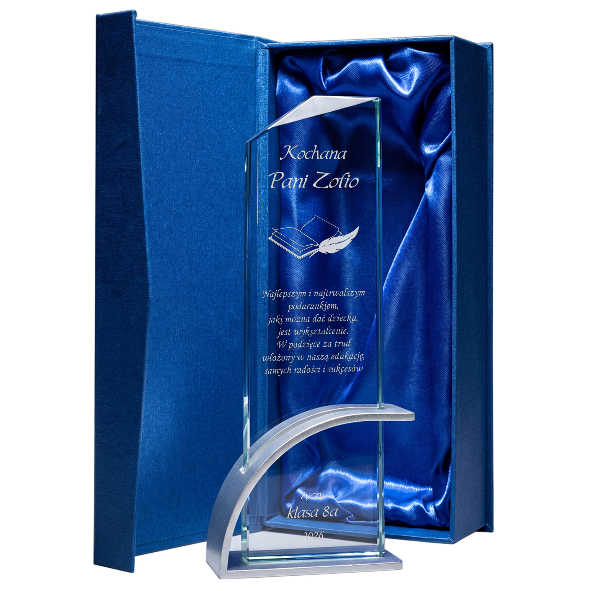 Statuetka Szklana z Grawerem dla Nauczyciela Wyjątkowe Podziękowanie