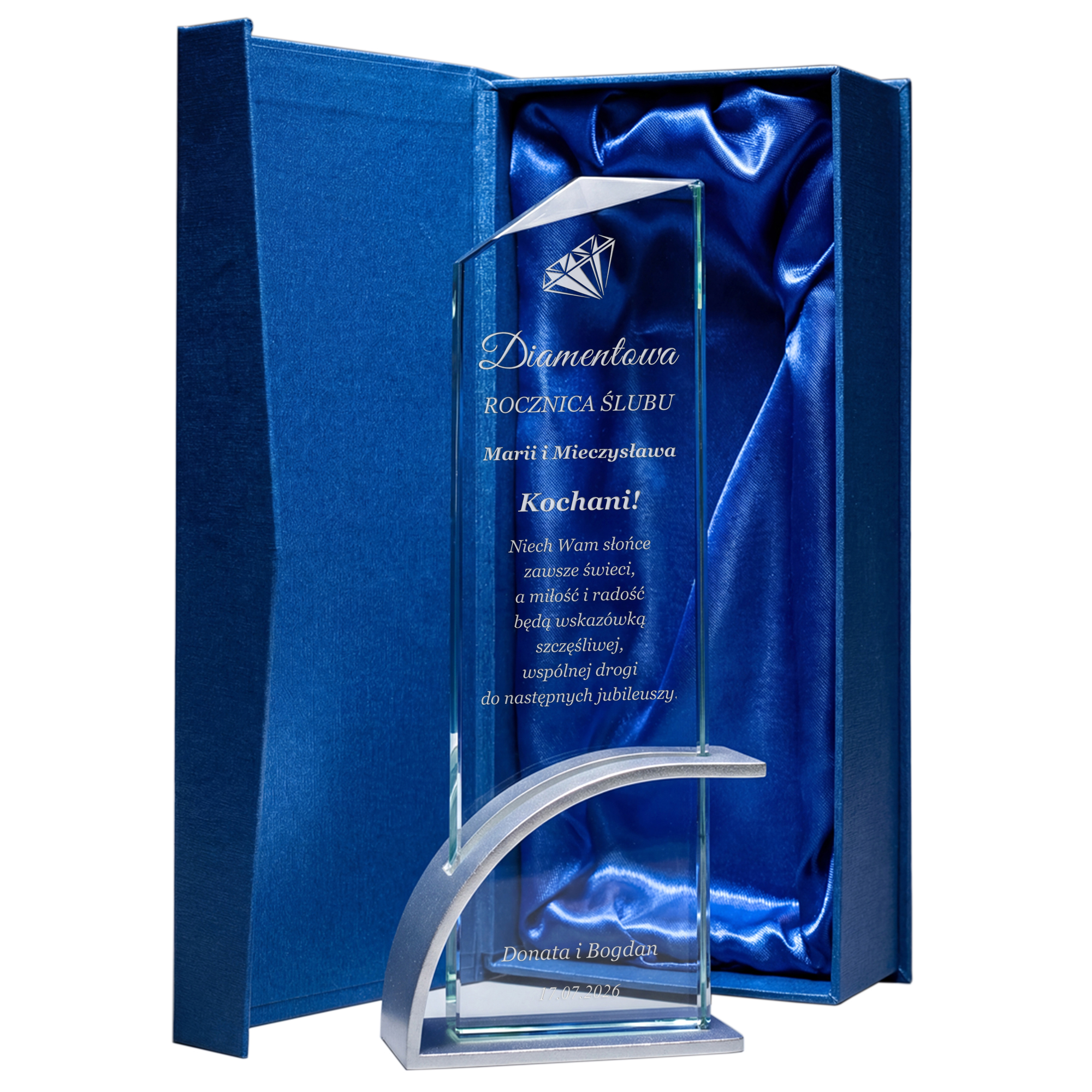 Statuetka 

Szklana na Rocznicę Ślubu z Grawerem Wyjątkowy Prezent